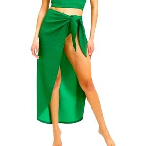 Good American green tinsel tie sarong size 0-4 NWT